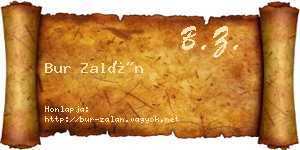 Bur Zalán névjegykártya